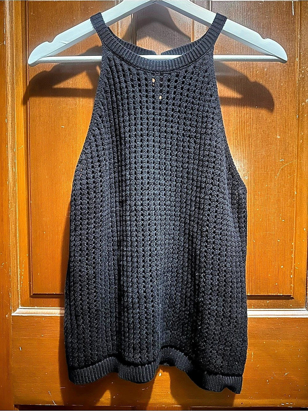 Halogen Black Knit Halter Top Size Medium Like New